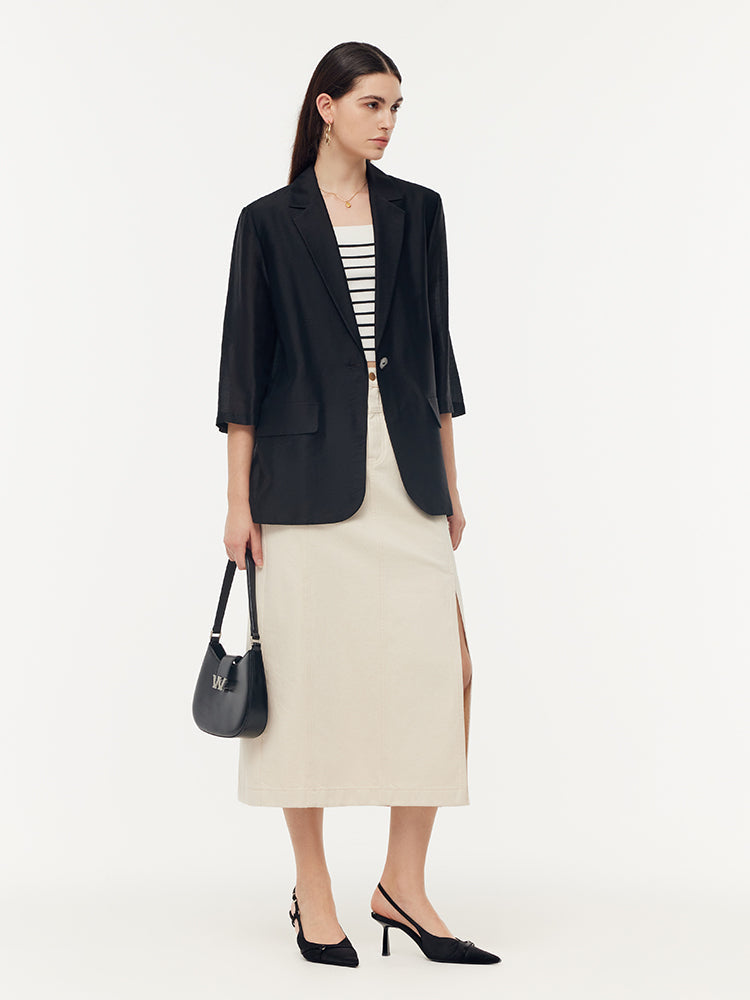Tencel One Button Women Blazer