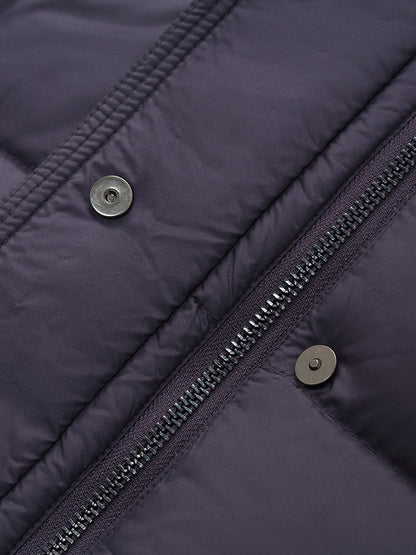 Color Block Goose Down Jacket With Detachable Hood