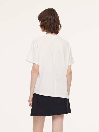 Asymmetrical Hem Heart Decorated Women T-Shirt