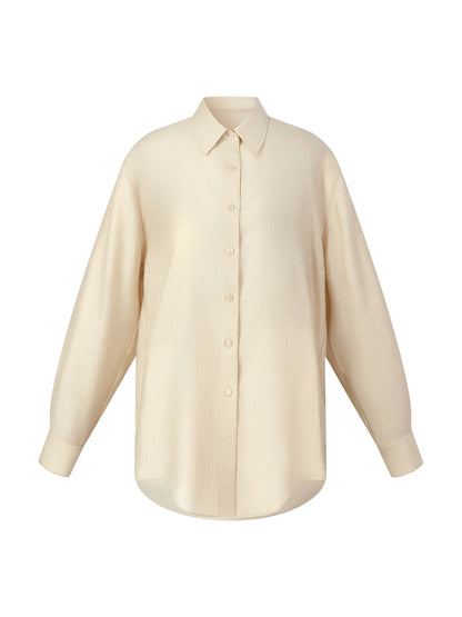 Tencel Acetate Linen Blend Women Sheer Oversized Shirt & Camisole Two-Piece Set
