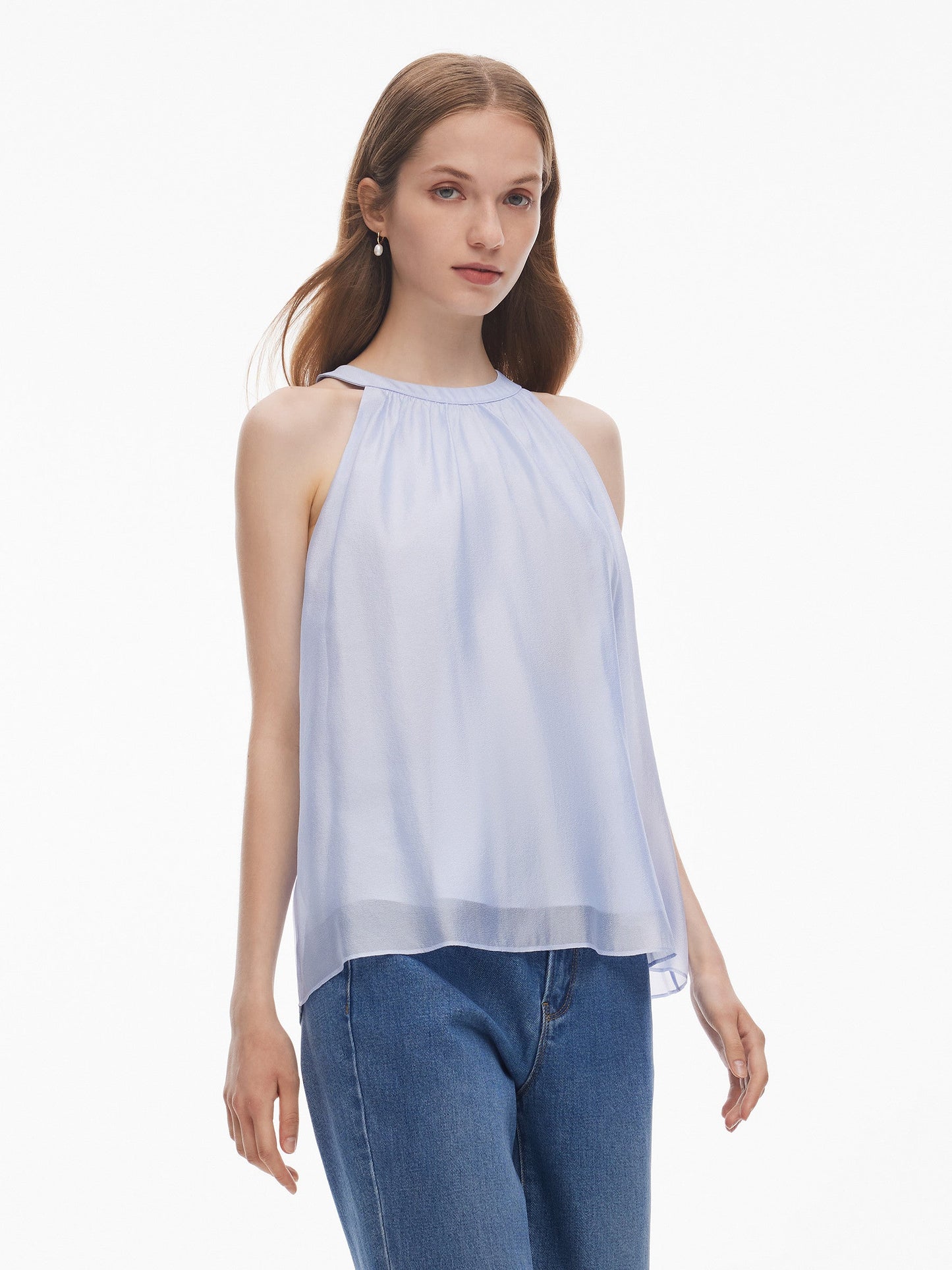 Halter Neck Women Top With Detachable Flower