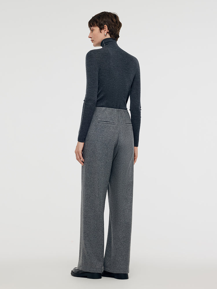 Wool Blend Straight Women Pants
