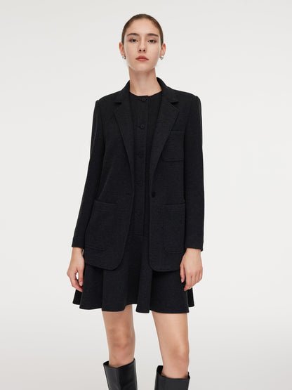 Knit Blazer And Sleeveless Mini Dress Two-Piece Set