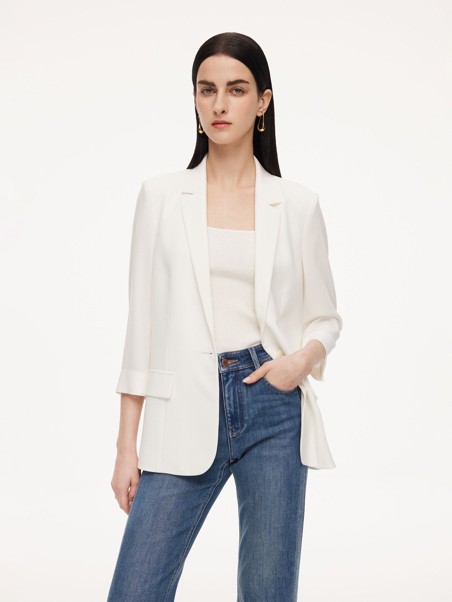 Acetate Blend Slim Fit Women Blazer