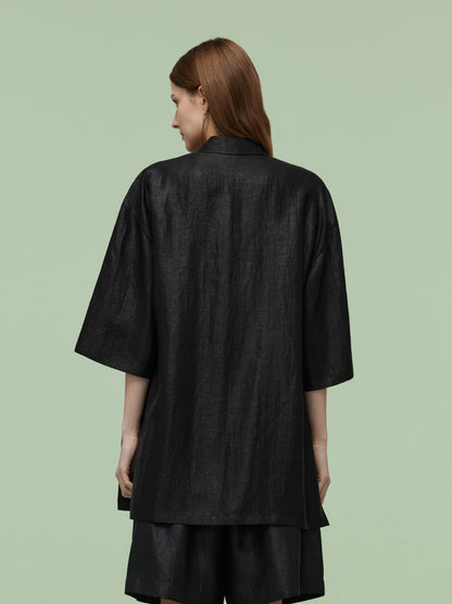 16MM Xiang Yun Silk Unisex 3/4 Sleeves Oversized Shirt