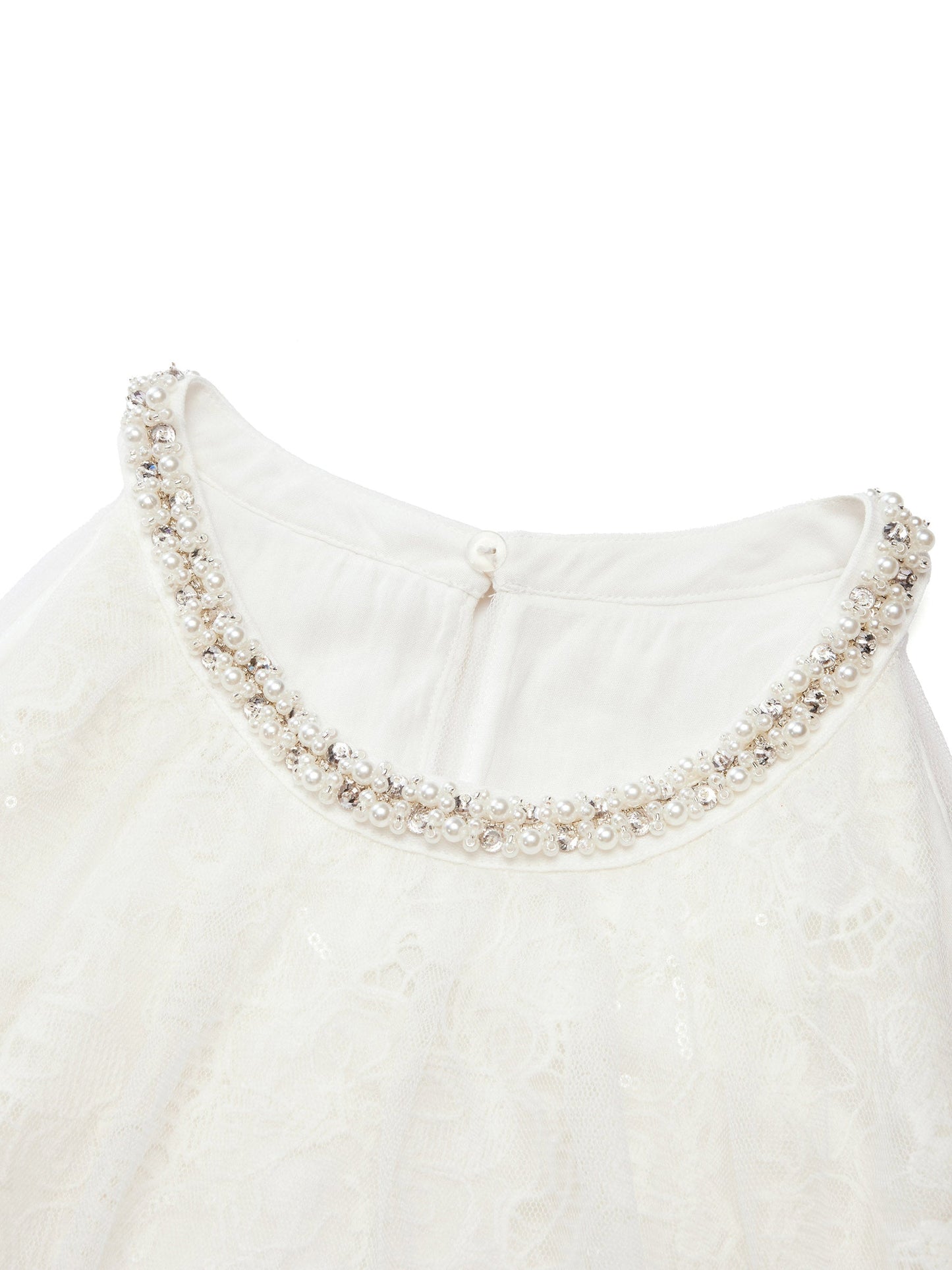 Lace Embroidered Sequins Halter Top And Mesh Skirt Two-Piece Set