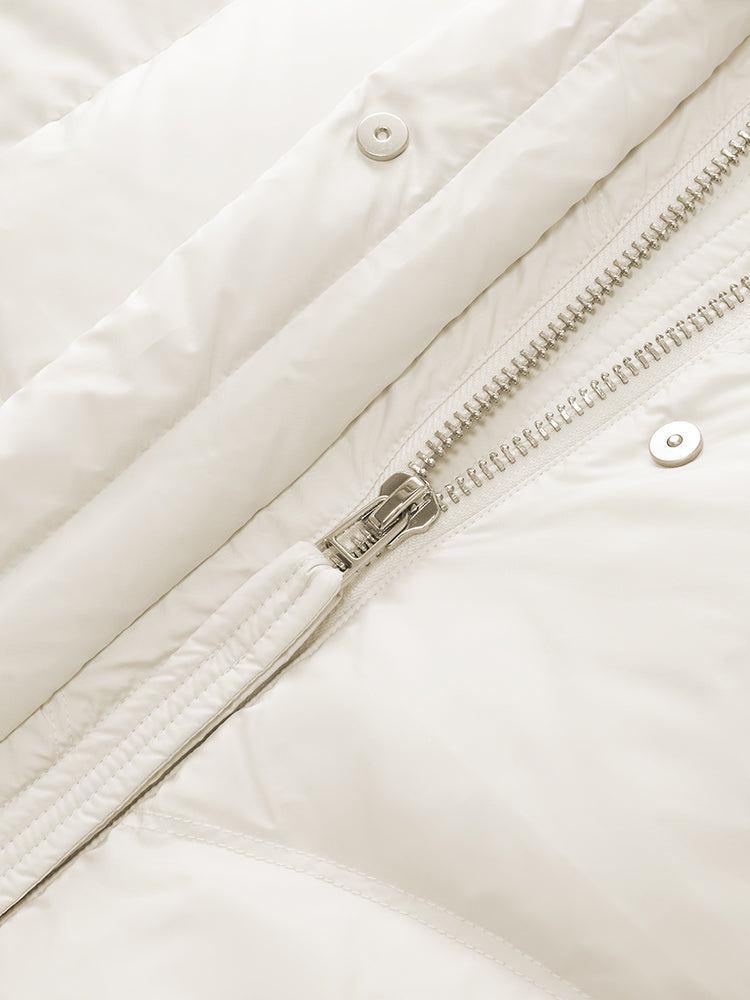 Cocoon Hooded Zip-Up Long Goose Down Coat