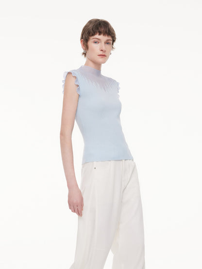 Ruffle Cuff Women Knit Tank Top