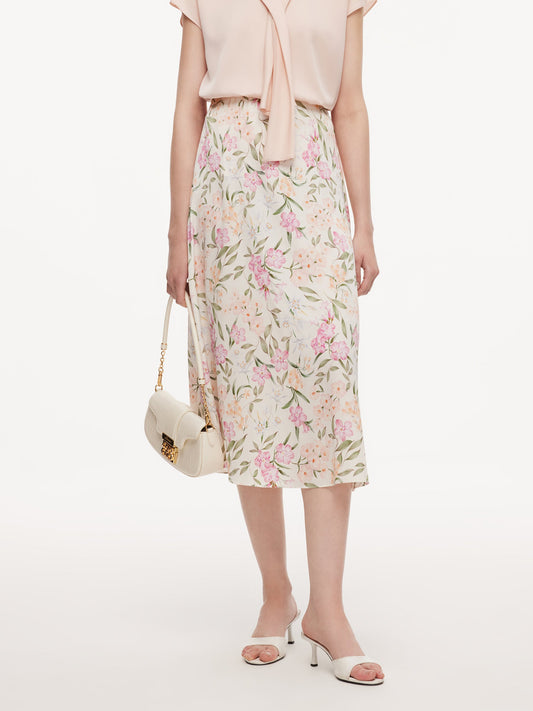19MM Mulberry Silk Floral Print Women Skirt
