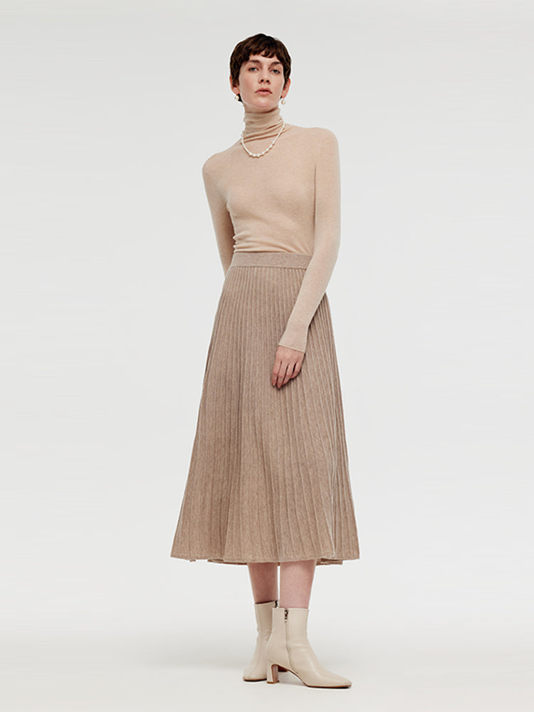 100% Wool Turtleneck Women Knit Top