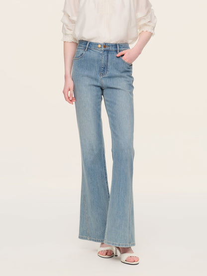 Cotton Denim Stretch Women Flared Jeans