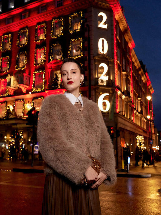 Eco-friendly Fur V-Neck Women Coat