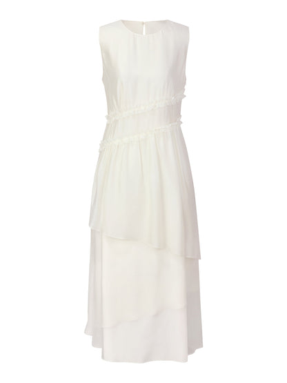 Ruffle Sleeveless Women Tiered Maxi Dress