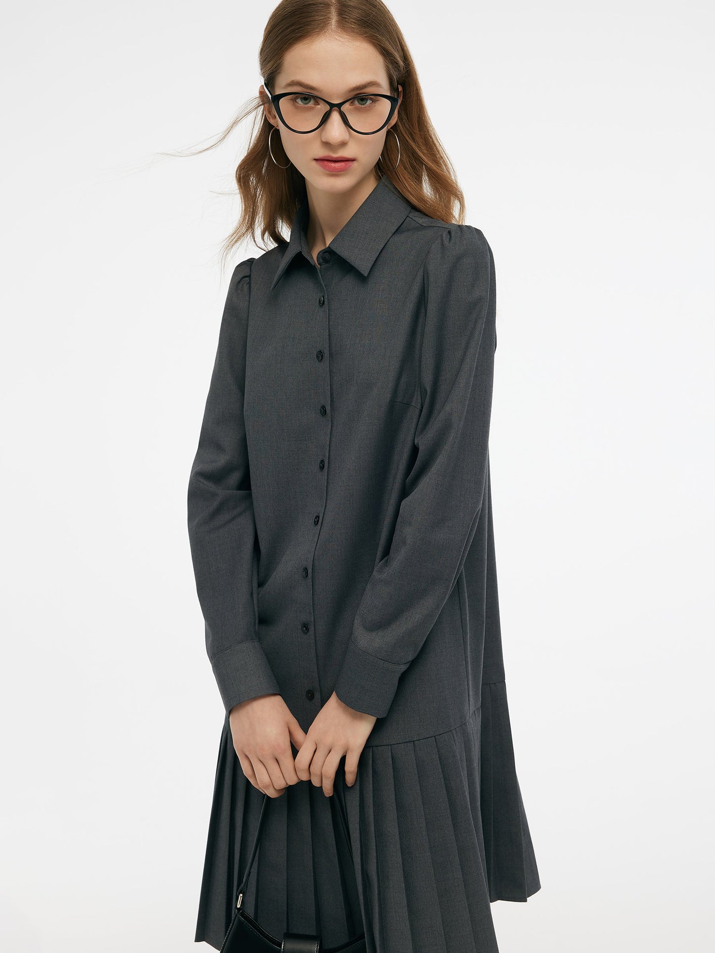Wool Blend Knit Vest And Shirt Mini Dress Two-Piece Set With Belt