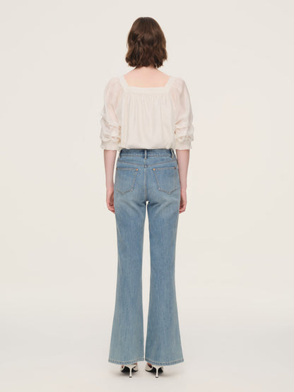 Cotton Denim Stretch Women Flared Jeans