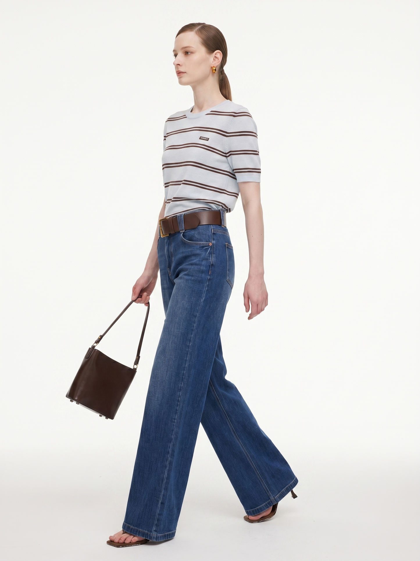 Crew Neck Stripe Women T-Shirt