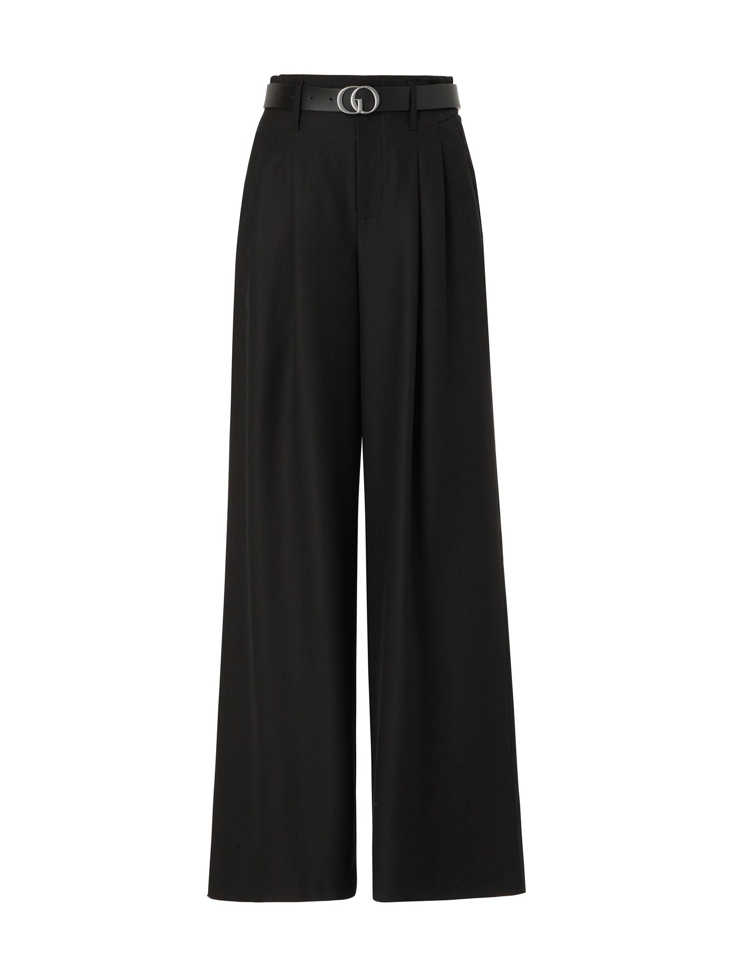 100% Worsted Wool Straight Leg Women Pants With Belt