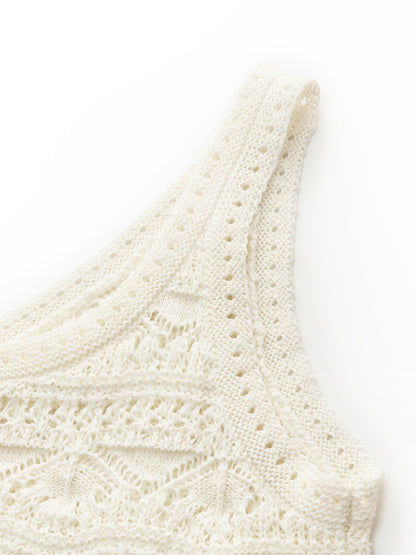 Linen Cotton Blend Women Openwork Tank Top