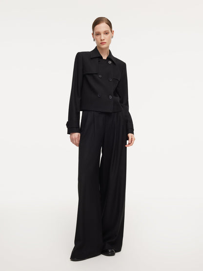 100% Worsted Wool Women Trench Jacket