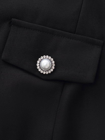 Ruffle Trim Pearl Buttons Women Mini Dress