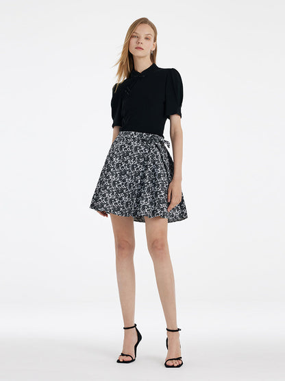 Mandarin Collared Knitted Top And Short Mamianqun Two-Piece Set