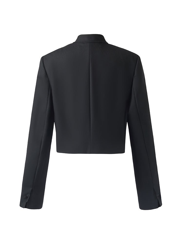 Worsted Wool New Chinese-Style Women Crop Jacket