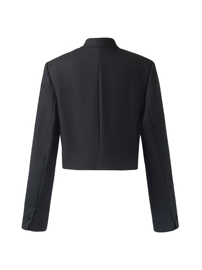Worsted Wool New Chinese-Style Women Crop Jacket