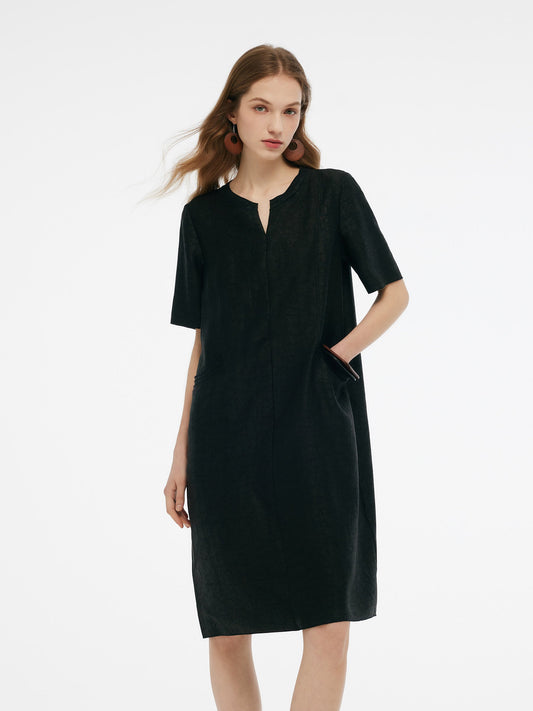 18MM Xiang Yun Silk Pockets Women Loose Fit Midi Dress