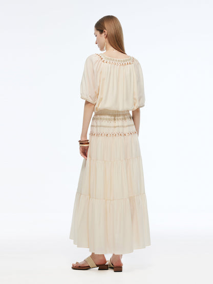 Acetate Blend Women Embroidered Skirt