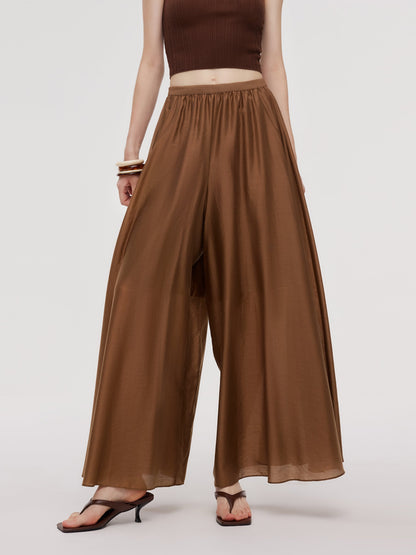 Tencel Blend Elastic Waist Women Culottes