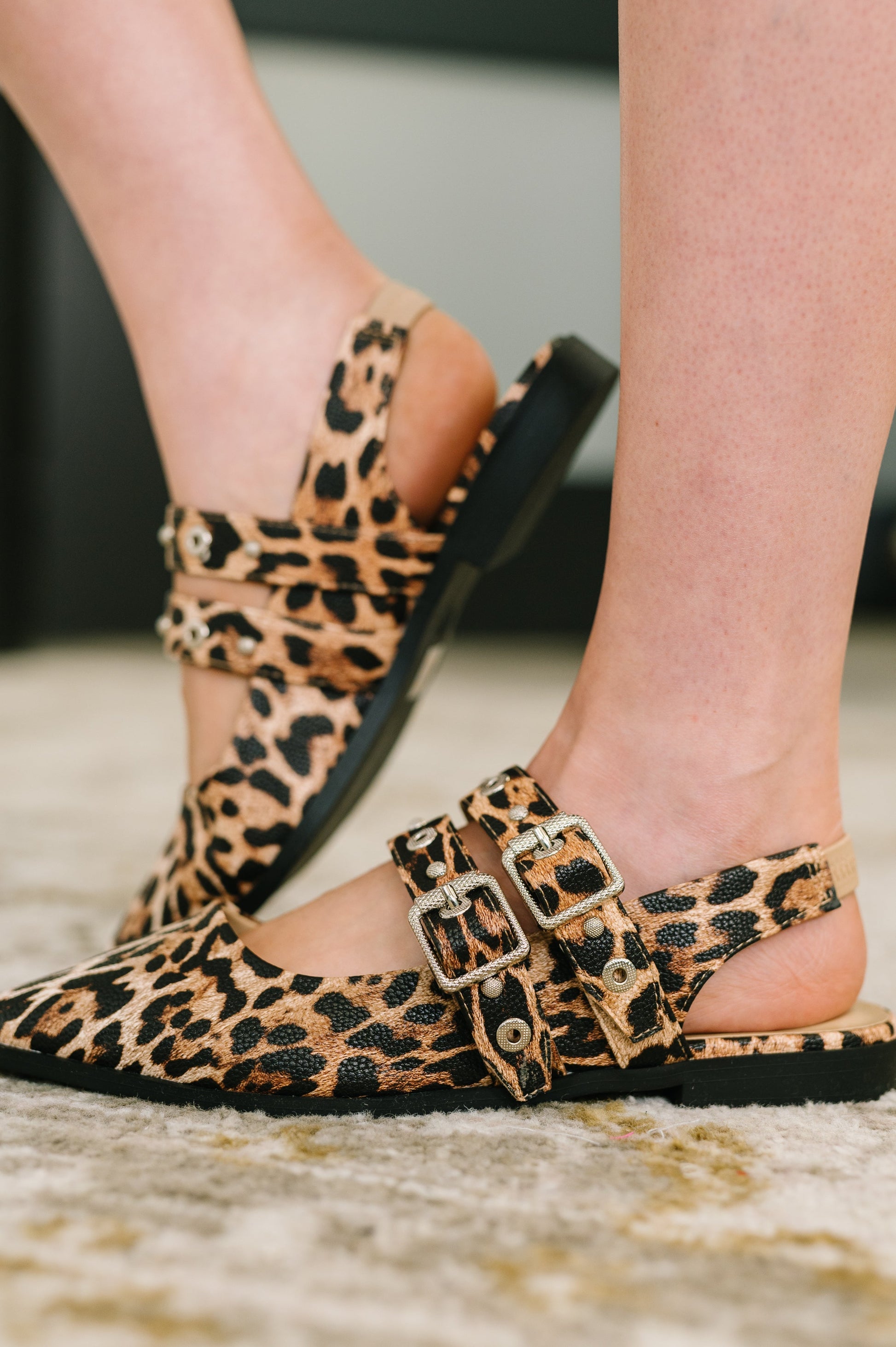 Catwalk Buckle Pointy Toe Flats