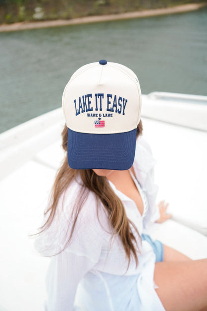 Lake it Easy - Navy Vintage Trucker Hat