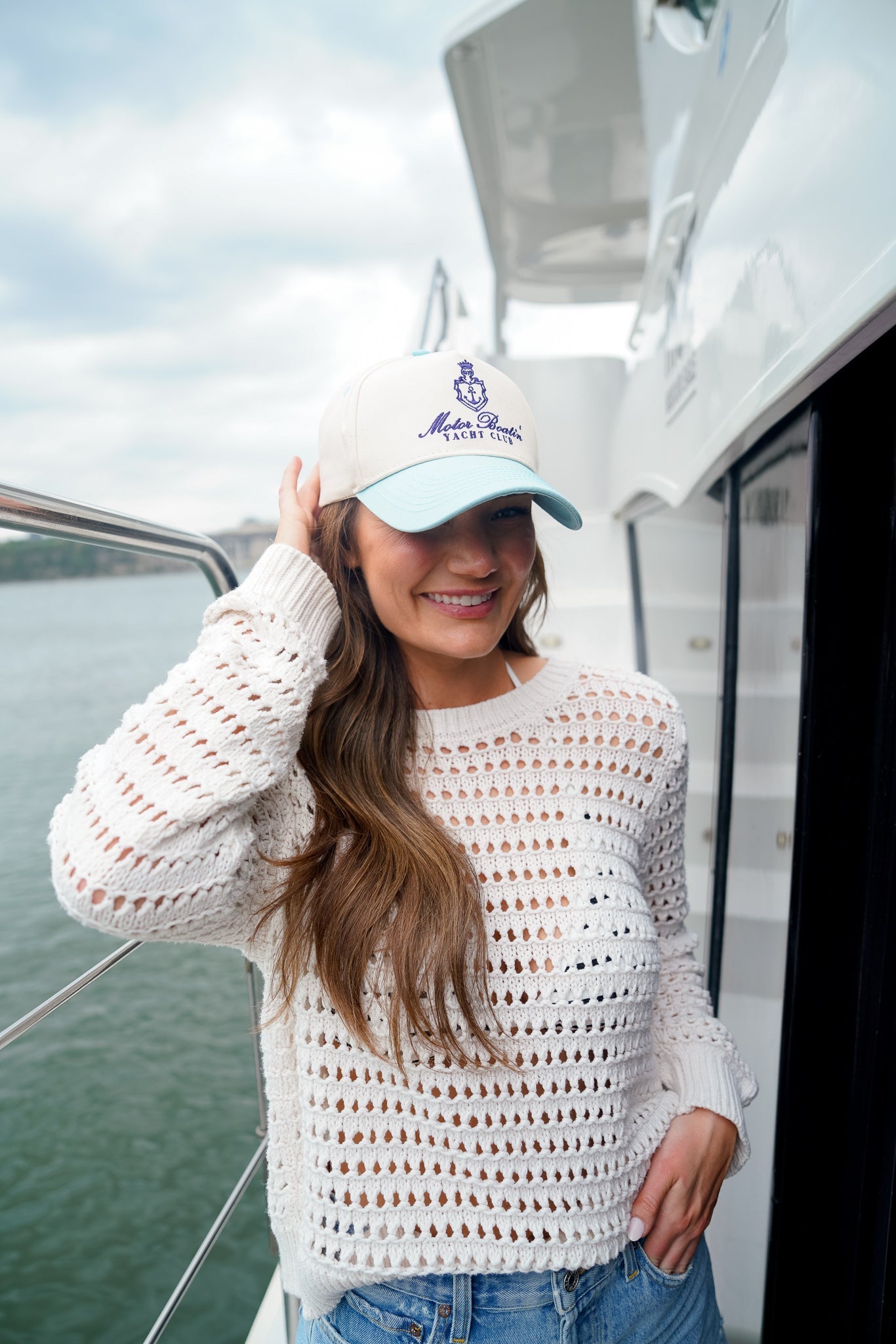 Motor Boatin' Yacht Club - Baby Blue Vintage Trucker Hat