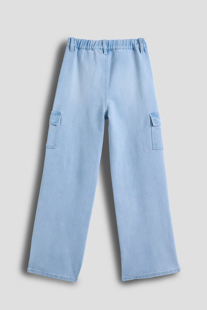 Girls Wide Leg Skater Cargo Jeans