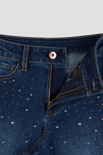 Girls Ava Rhinestone Wide Leg Jeans