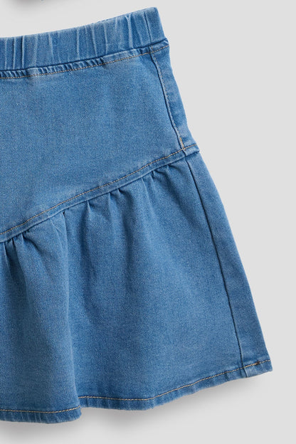 Girls Denim Vest & Ruffle Skirt Set
