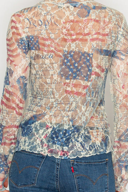Origami - Vintage Americana Embellished Lace Top