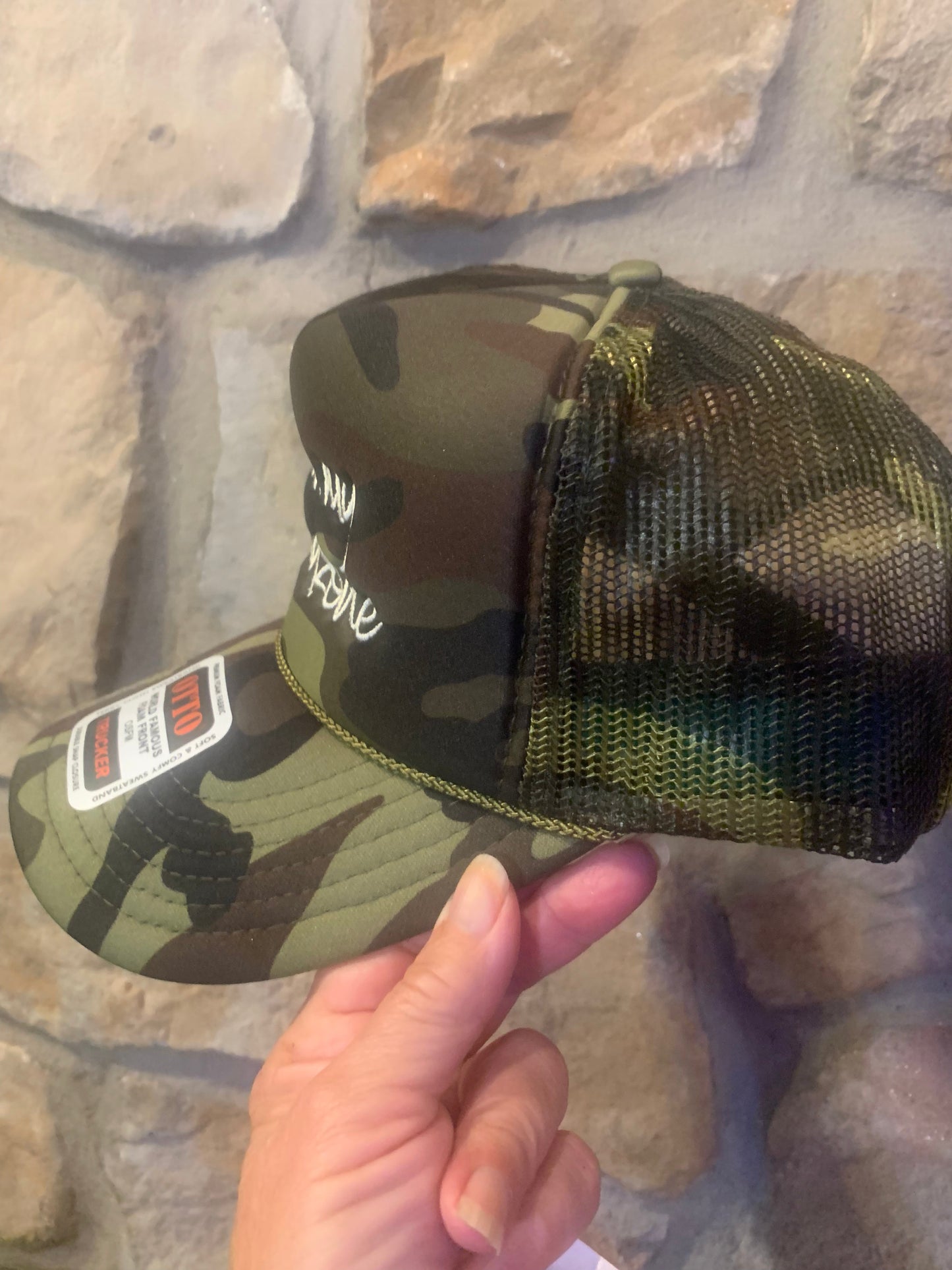 Kiss My Endzone Camo Trucker Hat | Embroidered Game Day Hat