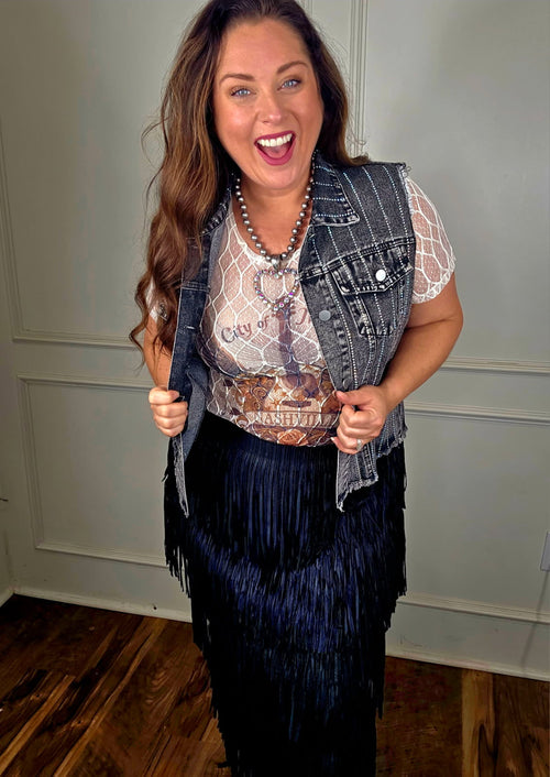 Origami - Sequin Denim Vest