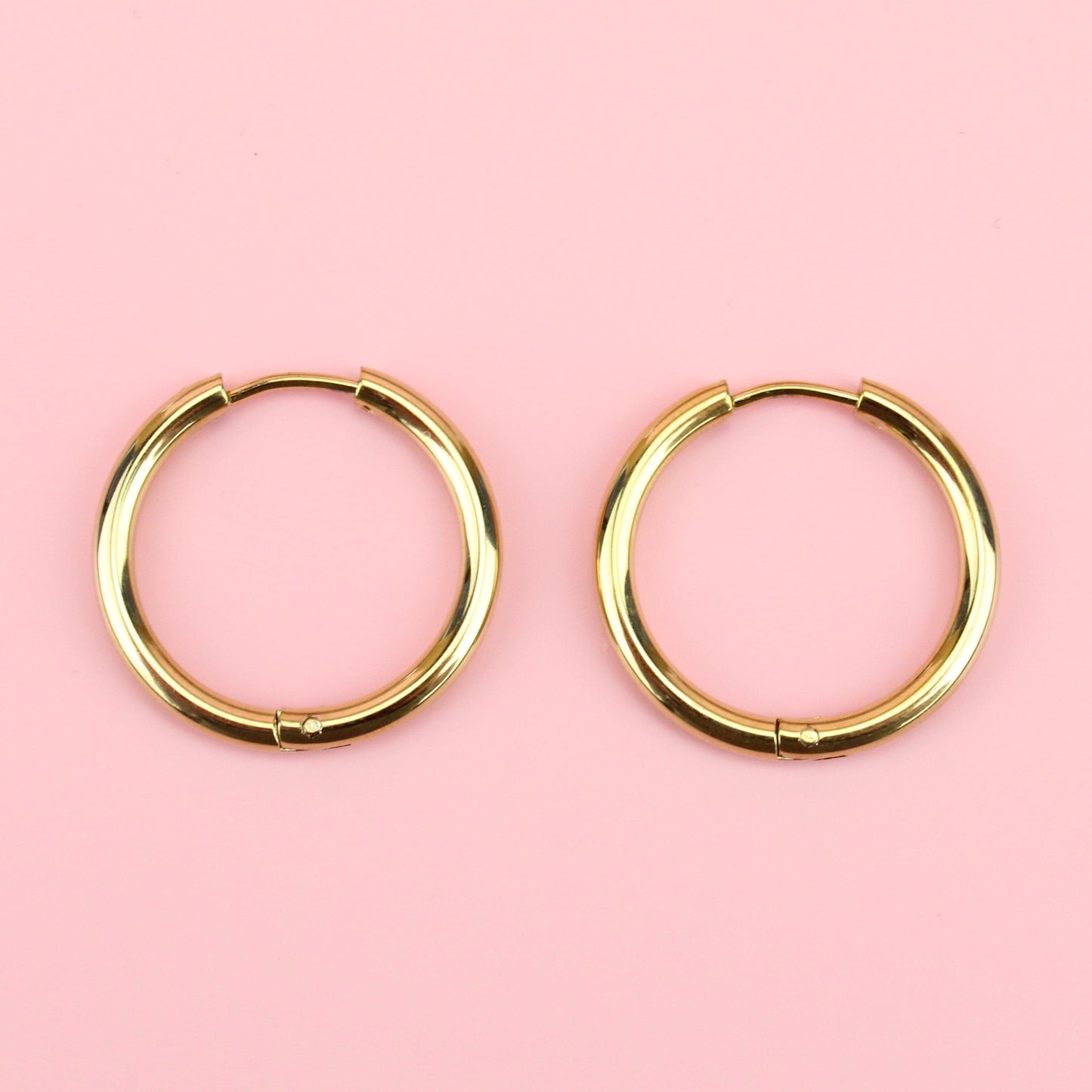 23mm Stainless Steel Hoop Earrings (Gold Plated)