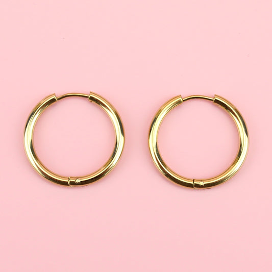 23mm Stainless Steel Hoop Earrings (Gold Plated)