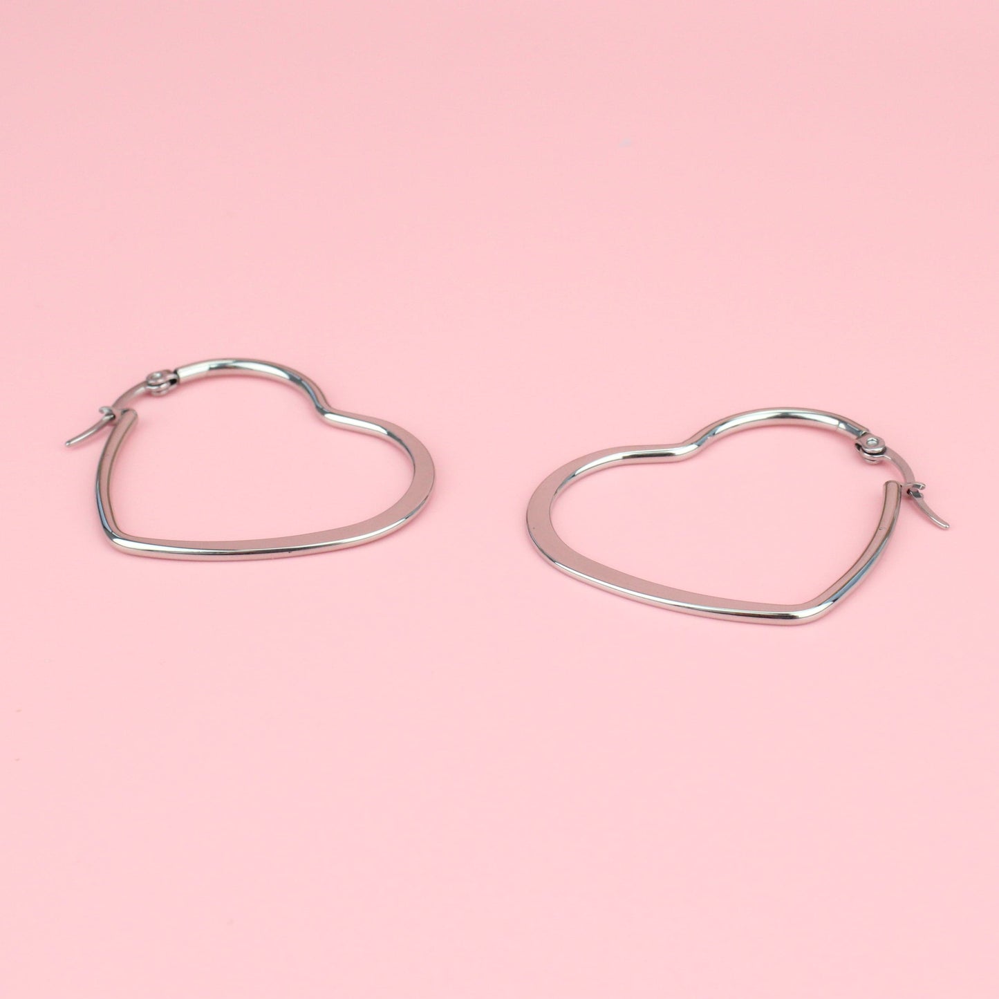 40mm Heart Hoops (Stainless Steel)