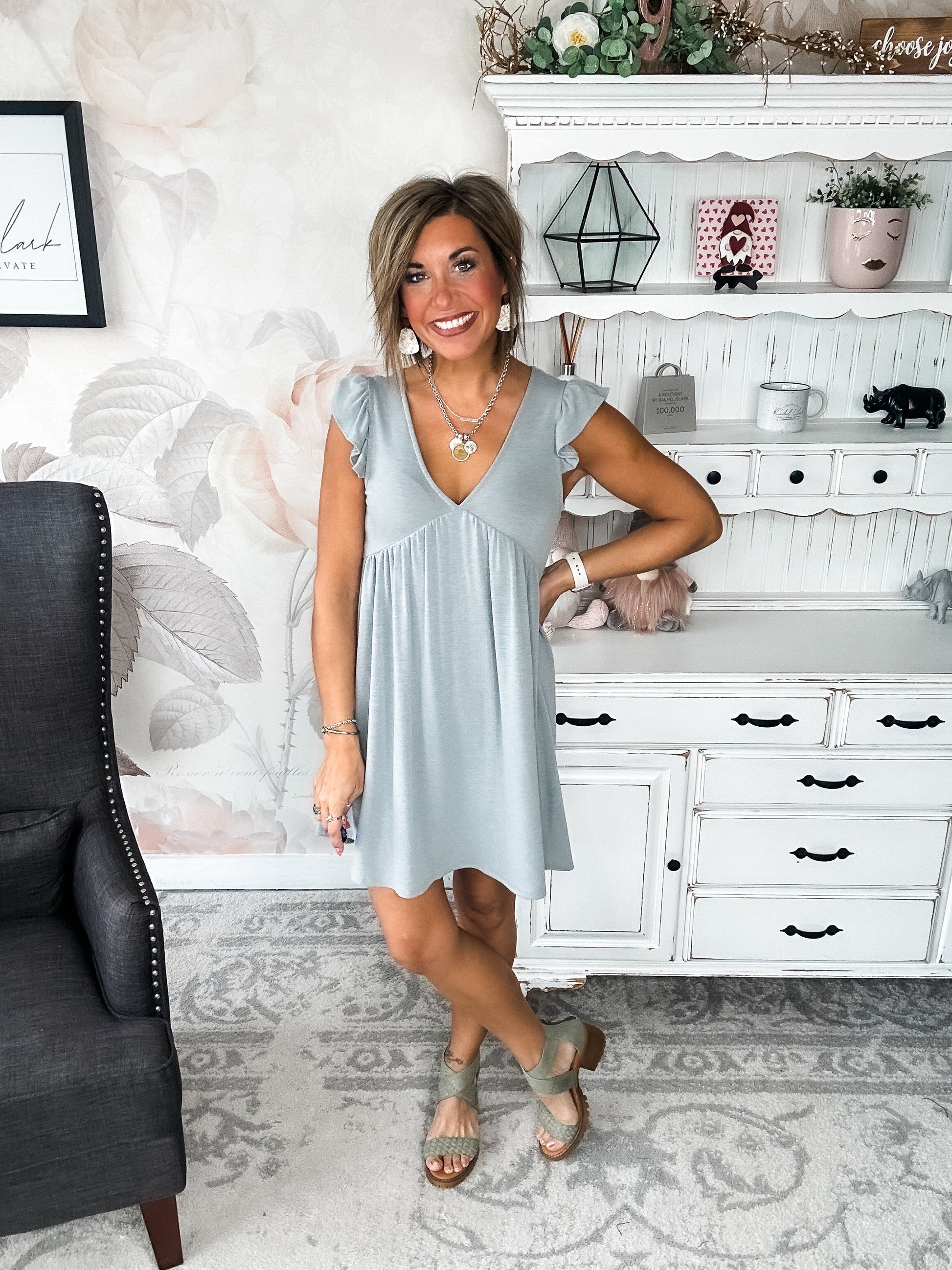 Love Yourself Flutter Sleeve Dress