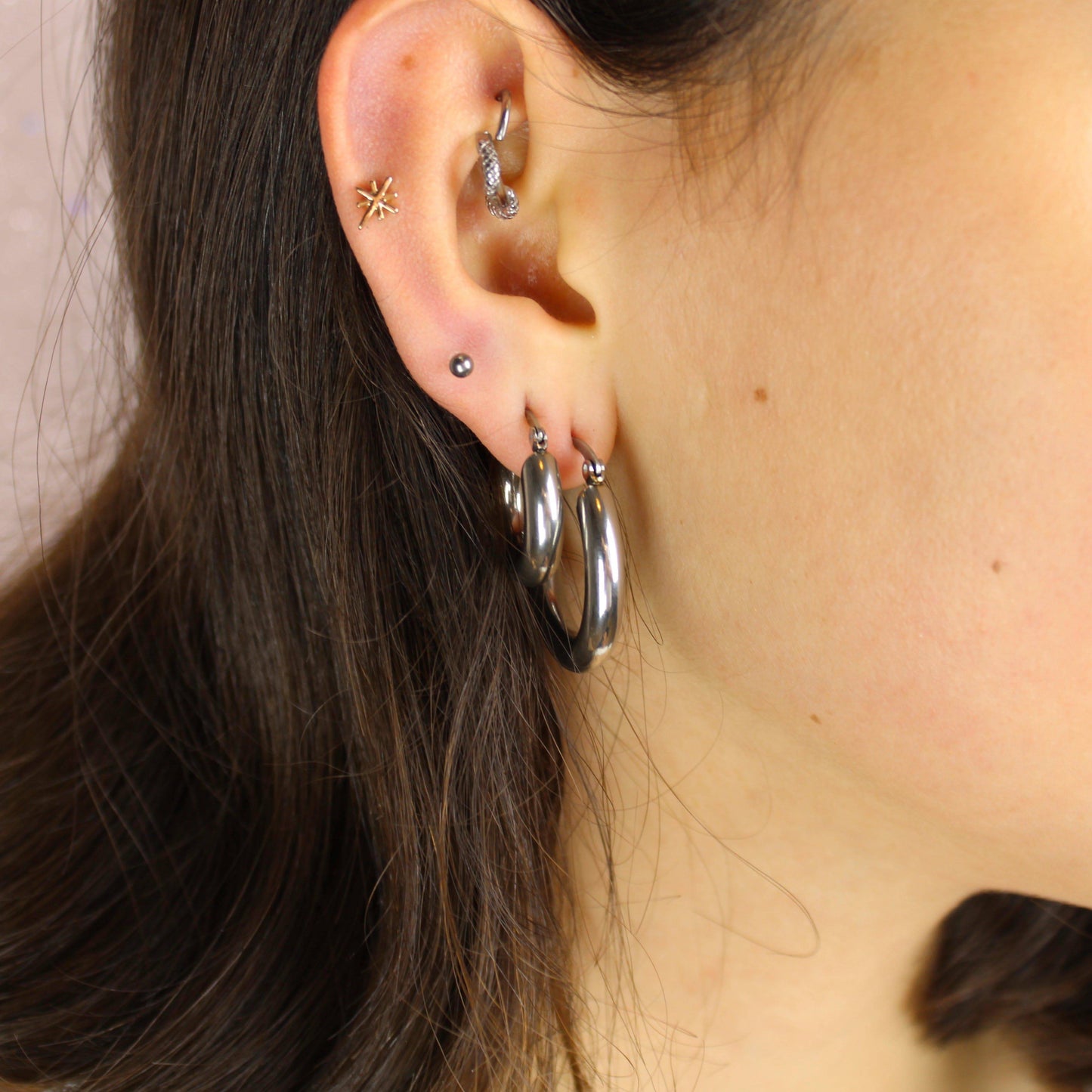 32mm Chunky Stainless Steel Hoop Earrings