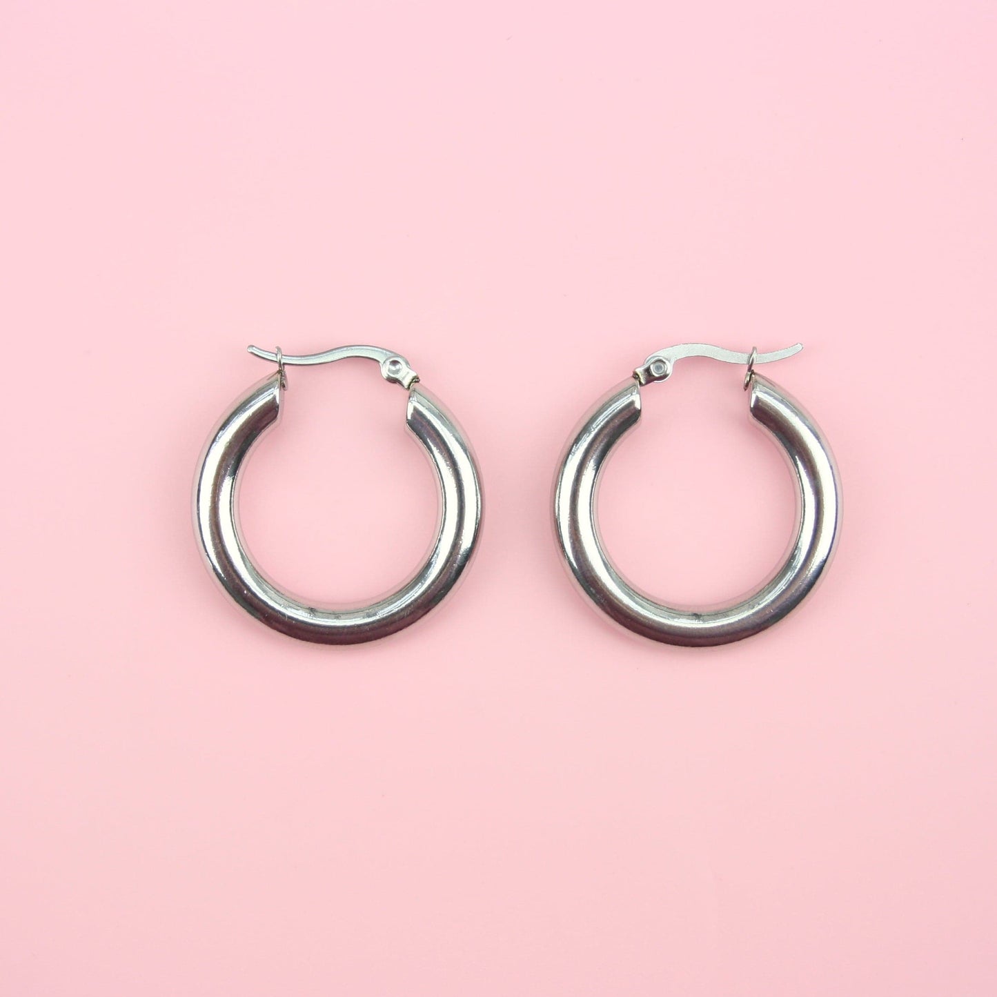 32mm Chunky Stainless Steel Hoop Earrings