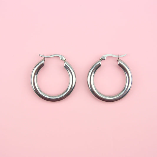 32mm Chunky Stainless Steel Hoop Earrings