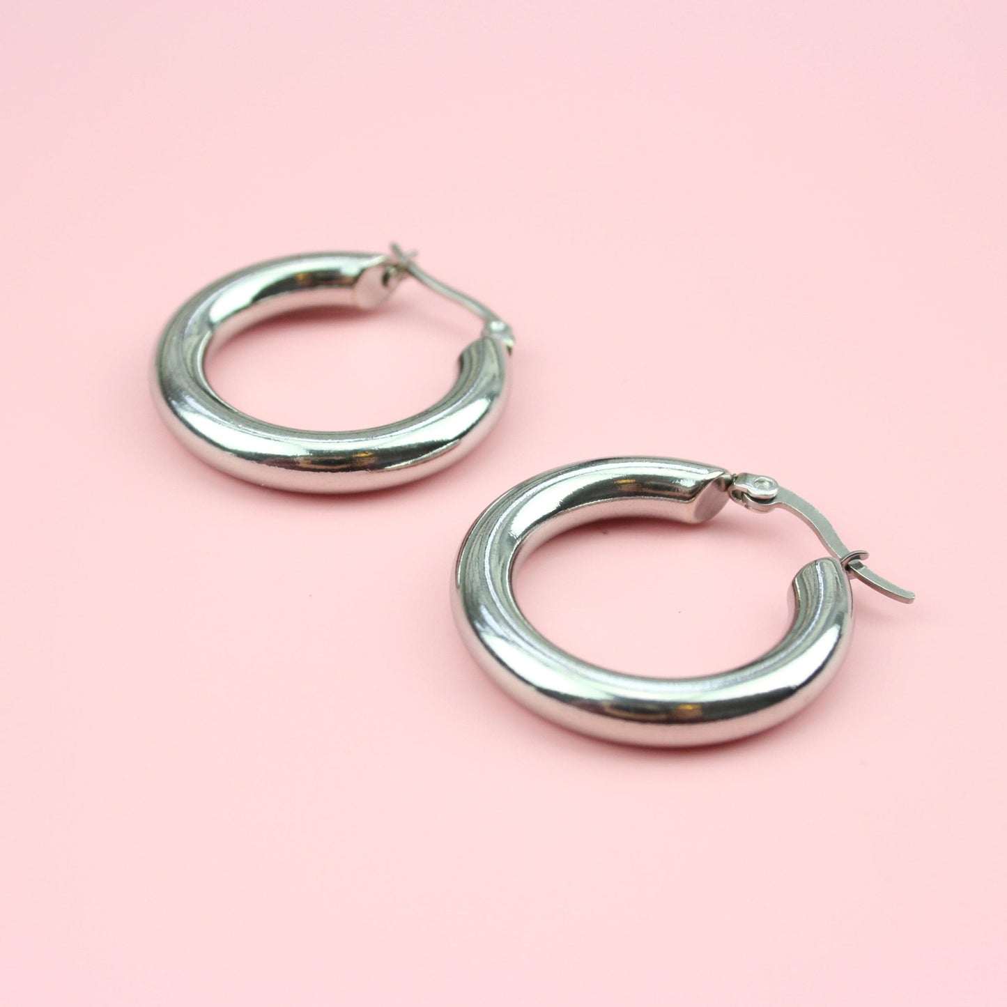32mm Chunky Stainless Steel Hoop Earrings