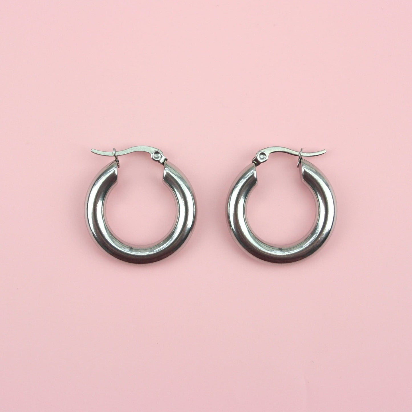 26mm Chunky Stainless Steel Hoop Earrings