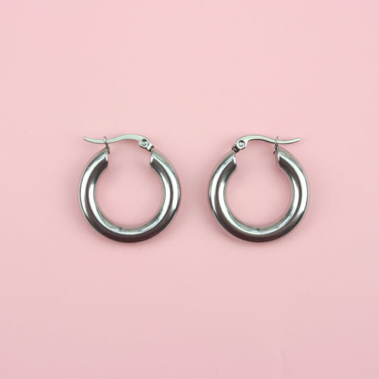 26mm Chunky Stainless Steel Hoop Earrings