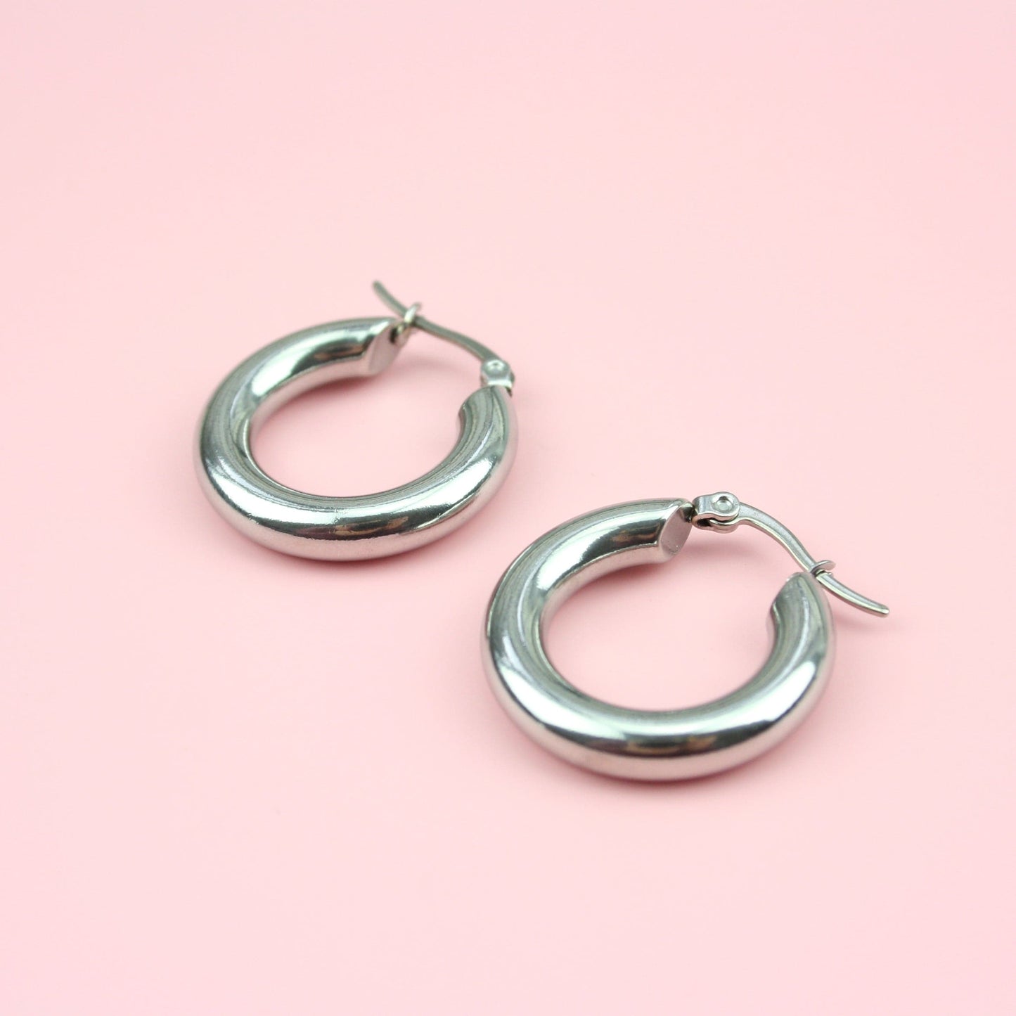 26mm Chunky Stainless Steel Hoop Earrings